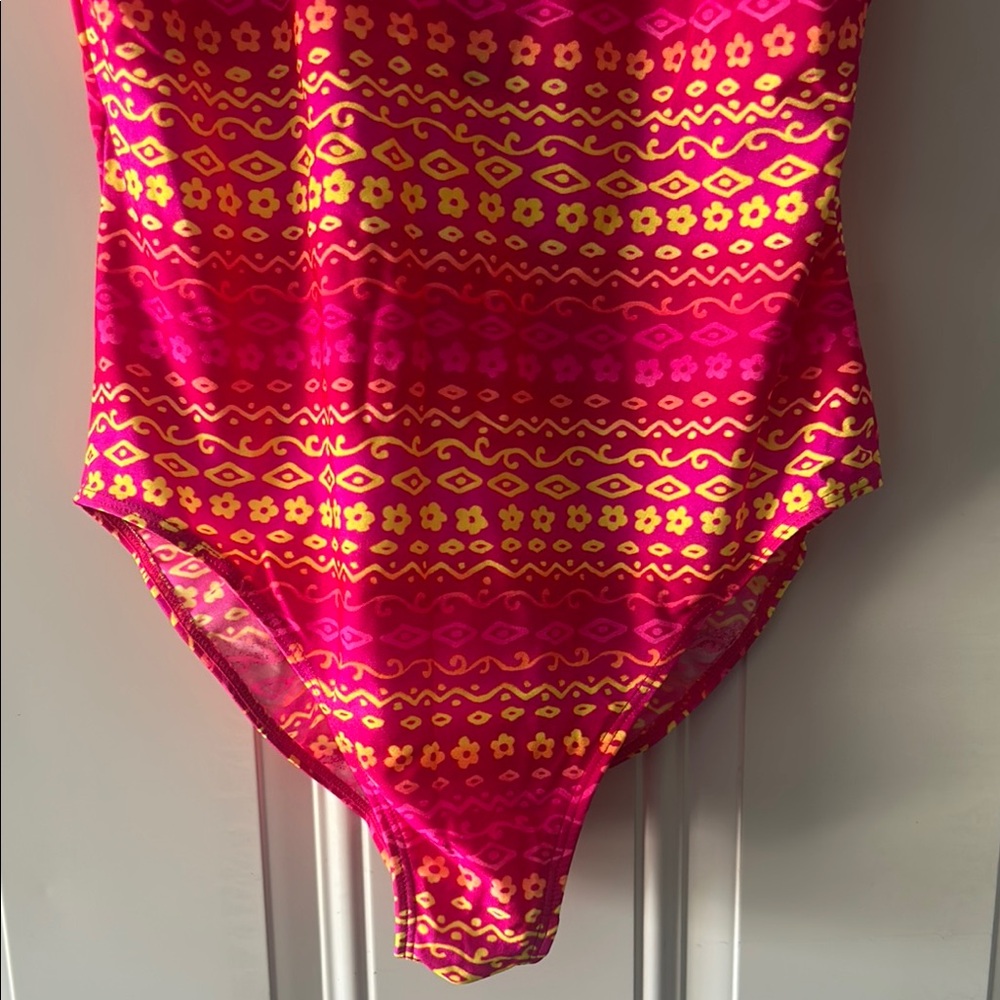 Essentials Pink and Yellow One Piece Swimsuit - Picture 3 of 8